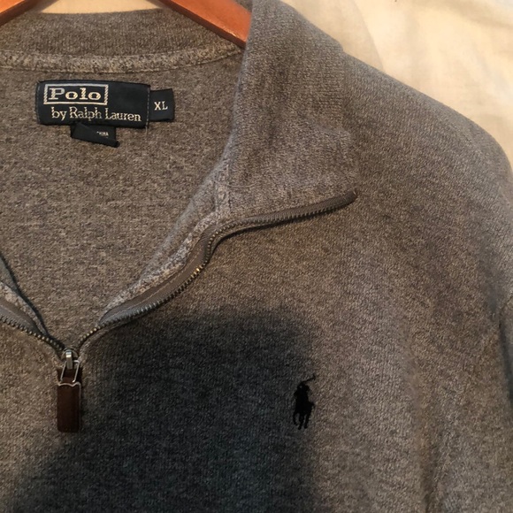 Gray Polo Quarter Zip Sweater Fancy - Picture 2 of 4